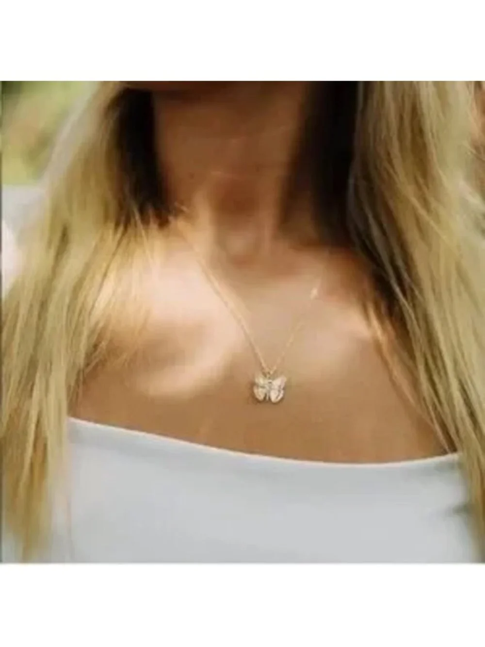 Gold 14k Gold Plated Butterfly Charm Chain Necklace